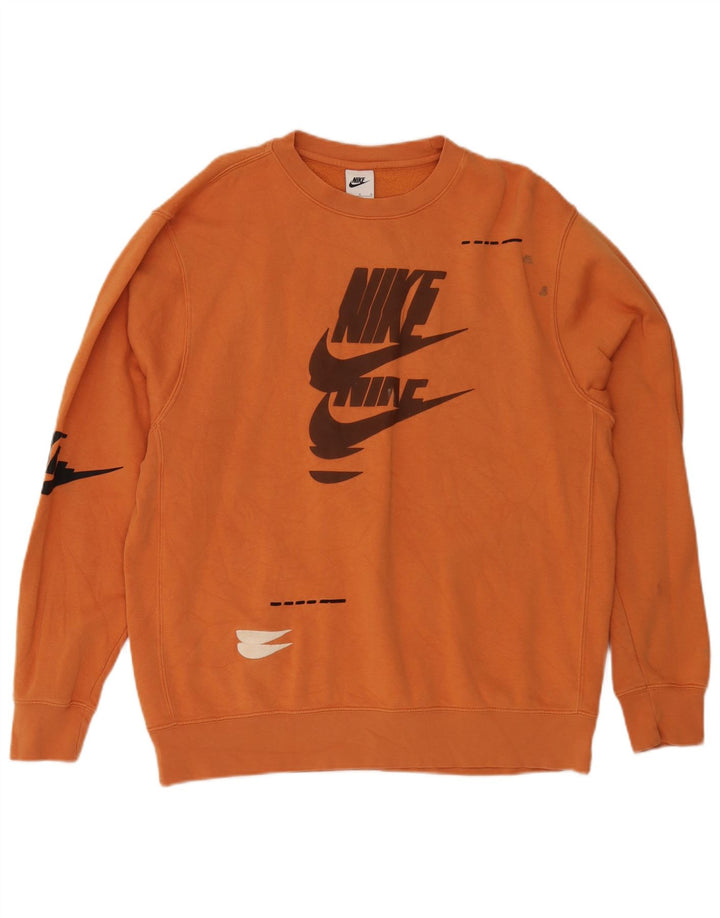 Nike - Sudadera con gráfico para hombre, talla grande, algodón naranja