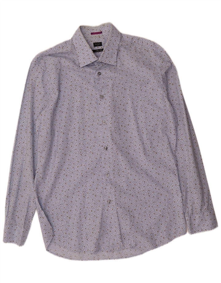 Paul Smith Camisa ajustada con estampado abstracto para hombre Talla 43 17 Azul mediano