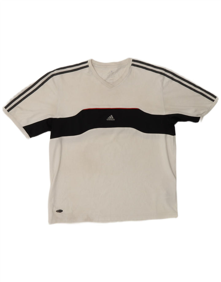 ADIDAS Hombre Climacool Camiseta Top Grande Blanco Colorblock Poliéster