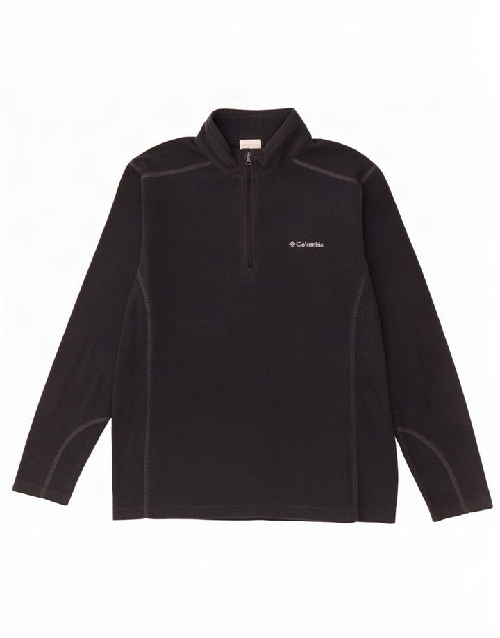 Columbia Jersey de forro polar con cuello y cremallera para hombre Poliéster negro mediano