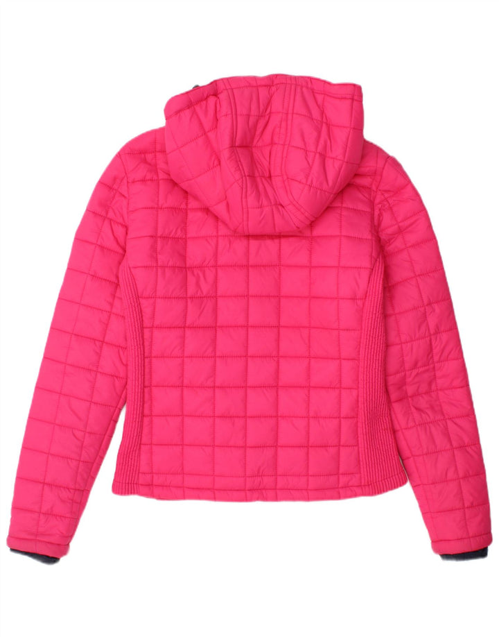 Superdry Chaqueta Acolchada Con Capucha Para Mujer UK 42 Medium Pink Nylon