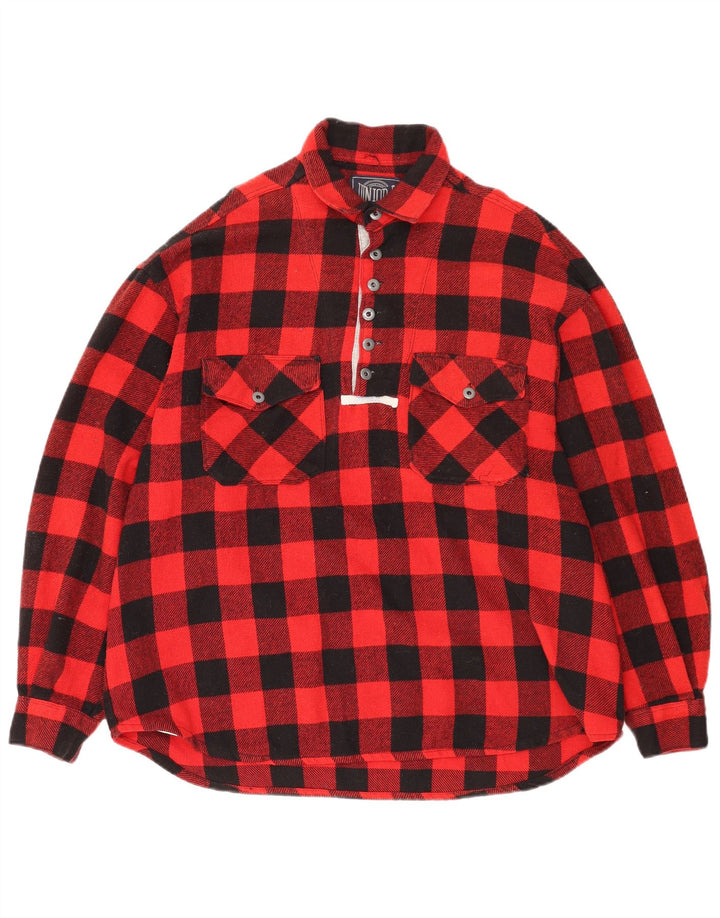Junior.D Camisa de franela tipo jersey para hombre XL Acrílico a cuadros rojos