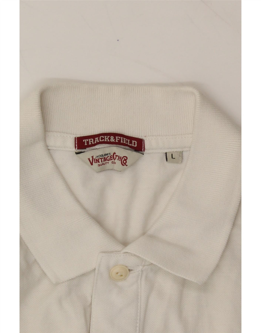 JACK & JONES Mens Polo Shirt Large White Cotton Vintage Jack & Jones and Second-Hand Jack & Jones from Messina Hembry 