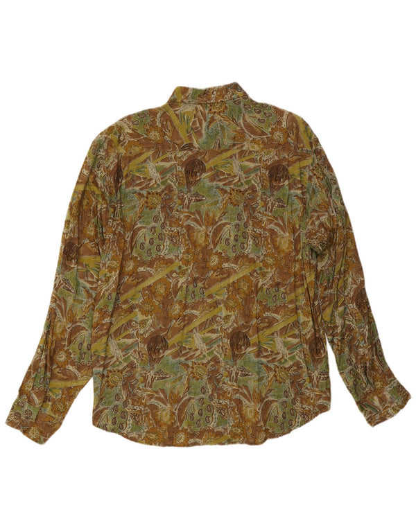 Camisa Vintage Hombre XL Verde Paisley Viscosa