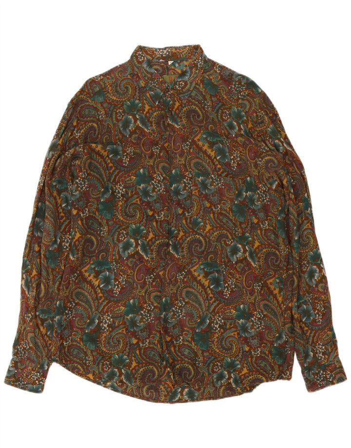Camisa vintage para hombre grande caqui paisley