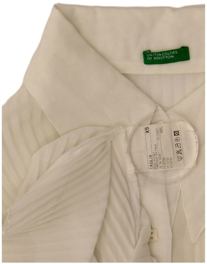 Benetton Camisa Extragrande Transparente Para Mujer UK 6 XS Poliéster Blanco Roto
