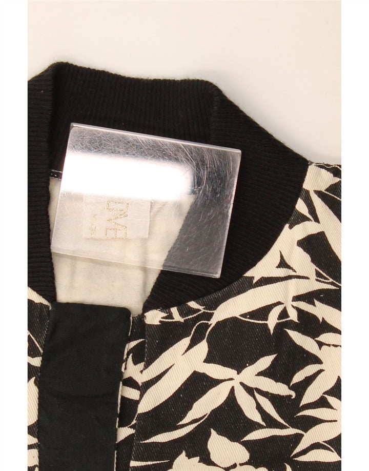 Vintage mujer sudadera jumper Reino Unido 16 grande negro floral