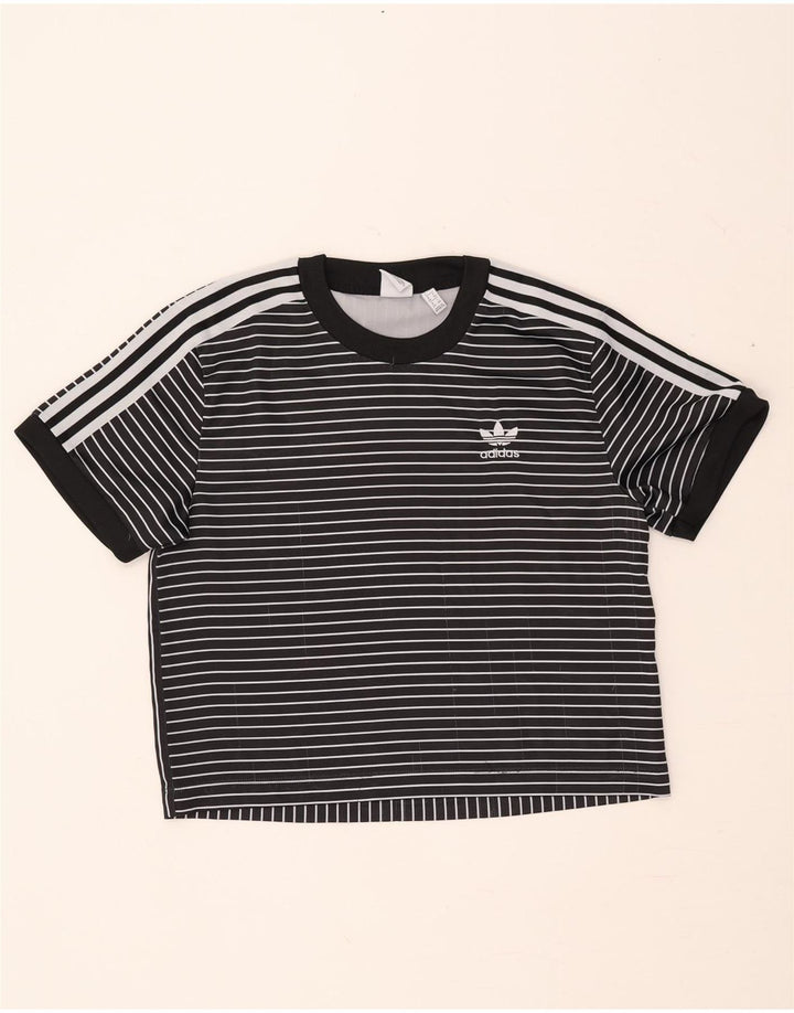 ADIDAS Camiseta corta extragrande para mujer UK 8 Small Black Pinstripe