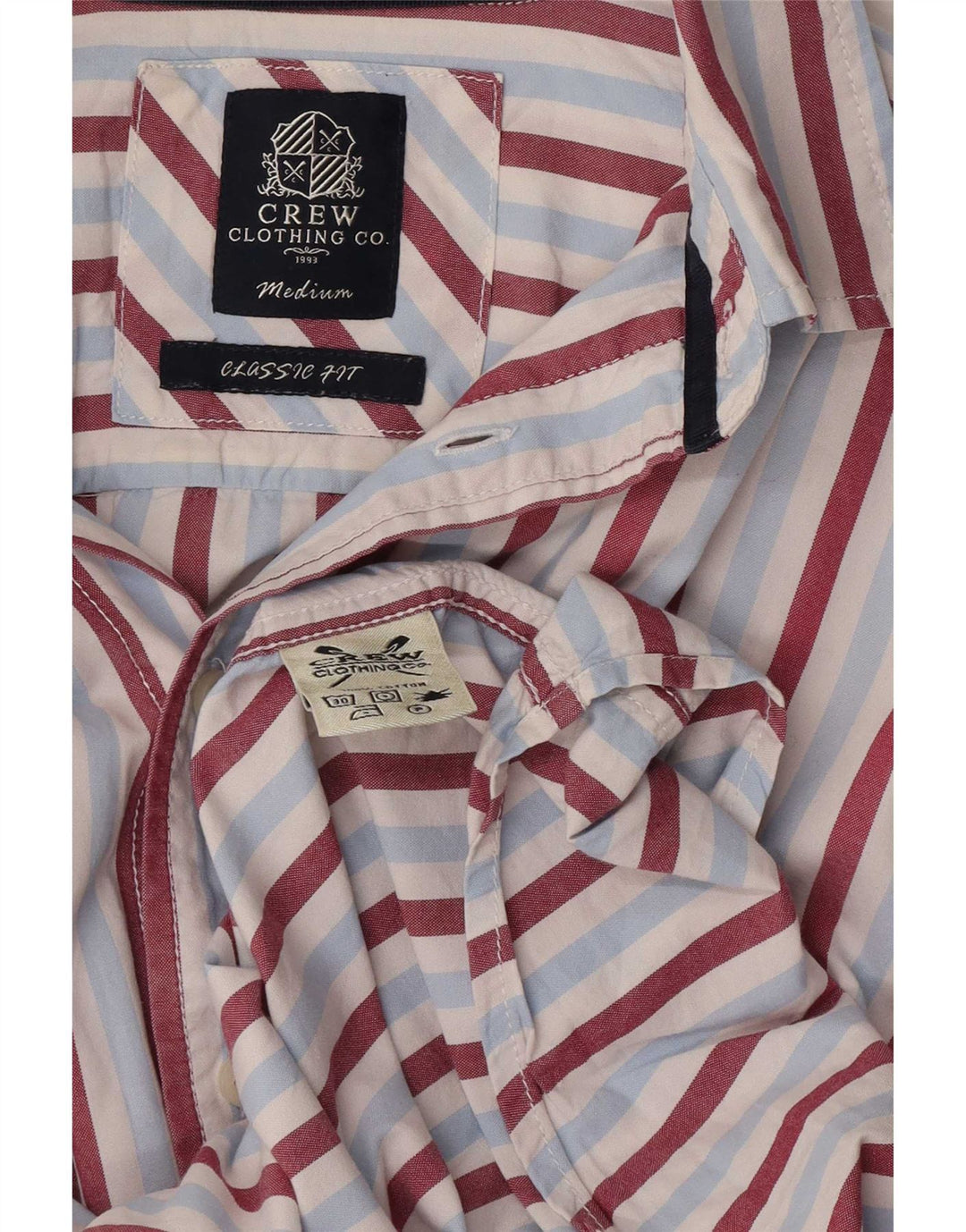 Crew Clothing Camisa de corte clásico para hombre Algodón a rayas azul medio