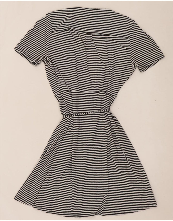 Topshop Vestido cruzado para mujer UK 10 Small Poliéster a rayas negras