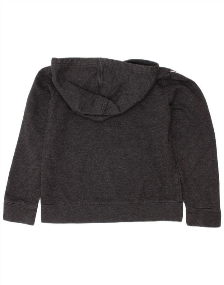 PUMA Sudadera con capucha gráfica para niñas de 6 a 7 años, talla pequeña, algodón gris