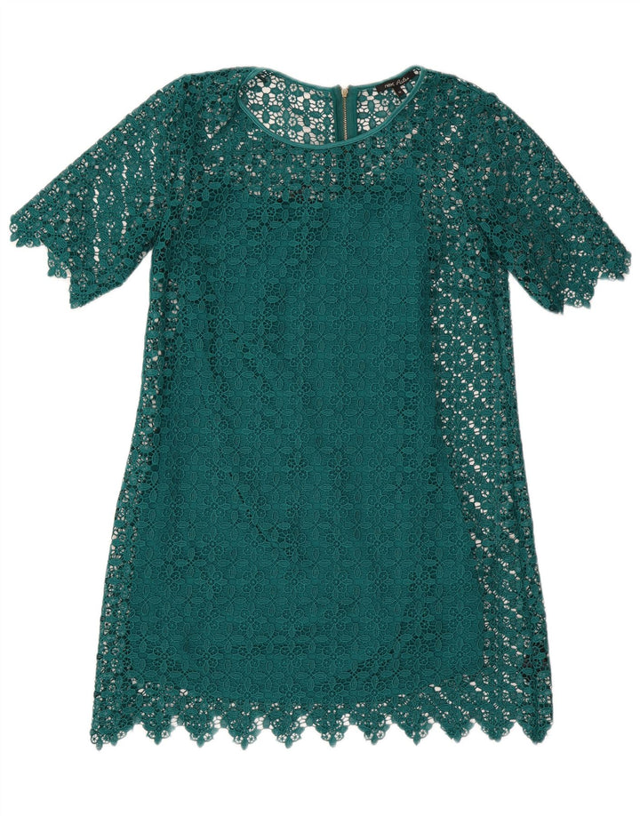 Next Vestido recto de encaje para mujer Petites UK 42 Poliéster geométrico verde medio