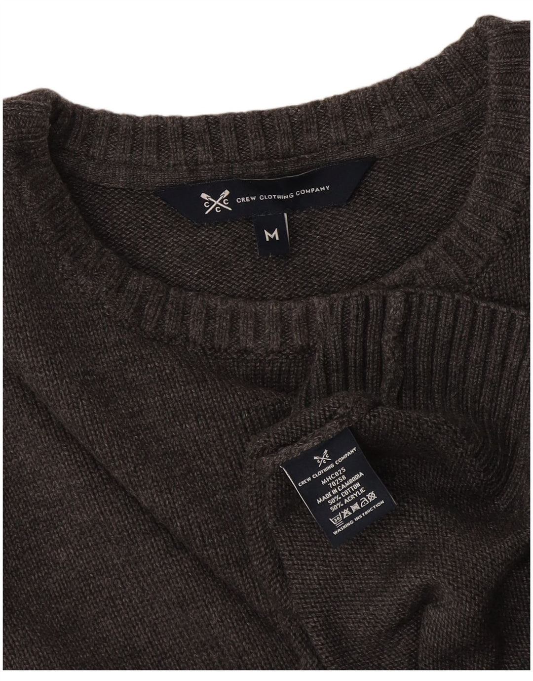 Crew Clothing Jersey de cuello para hombre Jersey de algodón gris medio