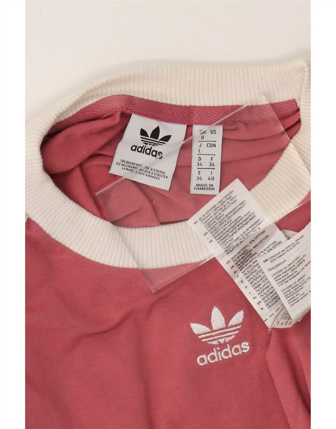 ADIDAS Camiseta de manga larga para mujer UK 8 Pequeño Algodón rosa