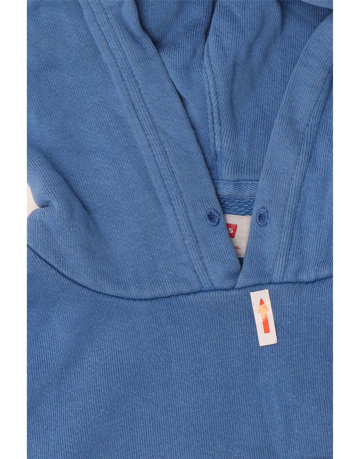Levi's Jersey con capucha gráfica para hombre, talla pequeña, azul