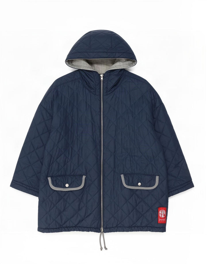 Belfe & Chaqueta acolchada reversible de gran tamaño para mujer UK 44 Azul marino mediano