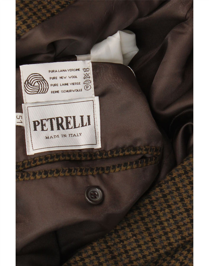 PETRELLI Chaqueta tipo blazer para hombre IT 51 Large Caqui Pata de gallo Lana virgen