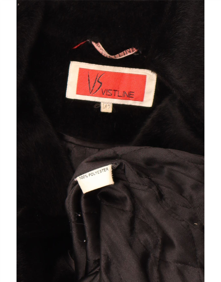 Abrigo vintage de piel sintética para mujer IT 42 Poliéster negro medio