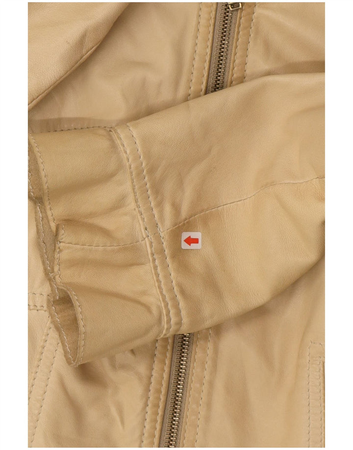 Valentino Mujer Crop Chaqueta De Cuero IT 40 Small Cuero Beige