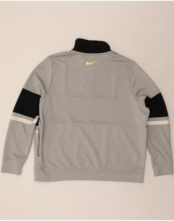 NIKE Mens Graphic Zip Neck Sweatshirt Jumper Large Grey Colourblock
