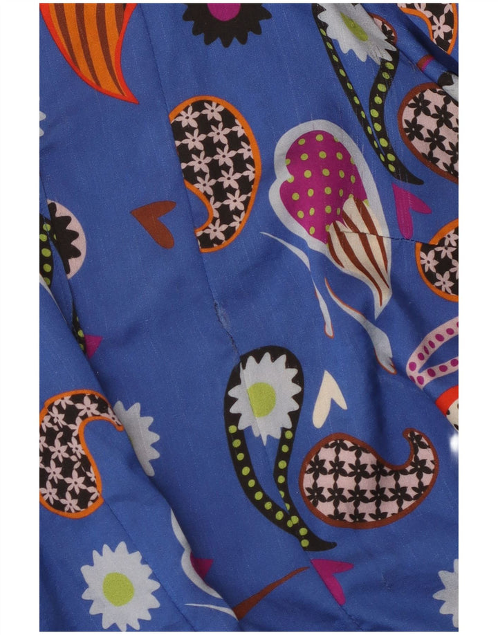 Blusa Vintage Mujer IT 42 Azul Medio Paisley Poliamida