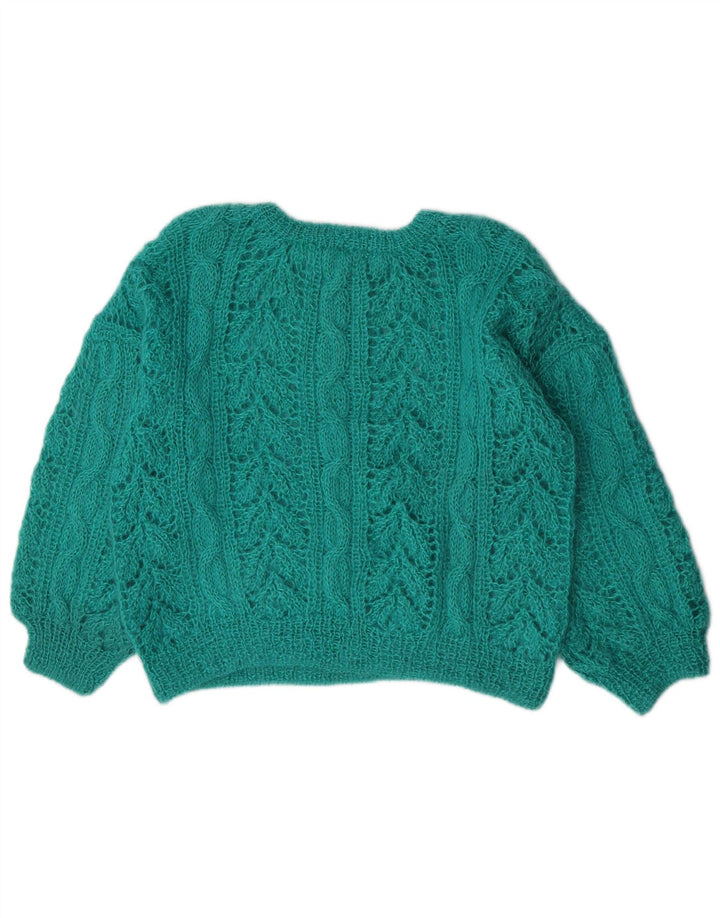 Vintage mujer cuello redondo jersey suéter Reino Unido 14 verde medio