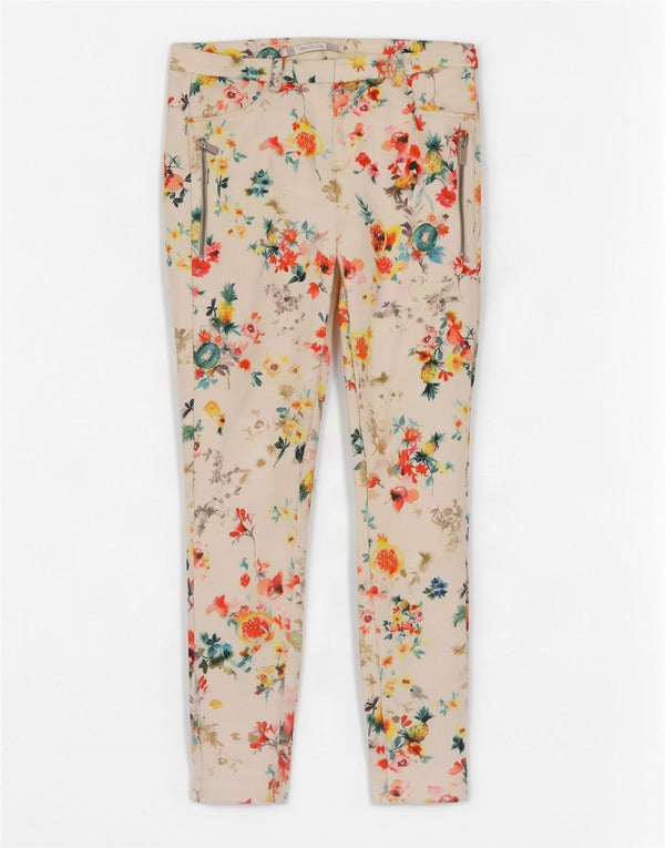 Zara Womens Trafaluc Skinny Casual Trousers Medium W28 L28 White Floral