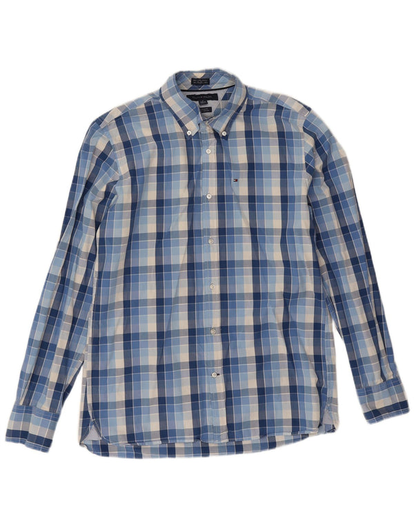 Tommy Hilfiger Camisa de ajuste personalizado para hombre talla 15 1/2 16 cuadros azules medianos