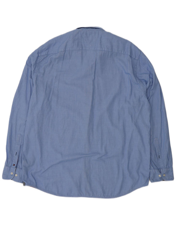 Tommy Hilfiger Camisa para hombre 2XL Algodón manchado azul