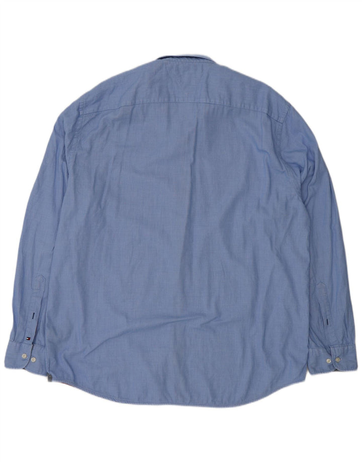 Tommy Hilfiger Camisa para hombre 2XL Algodón manchado azul