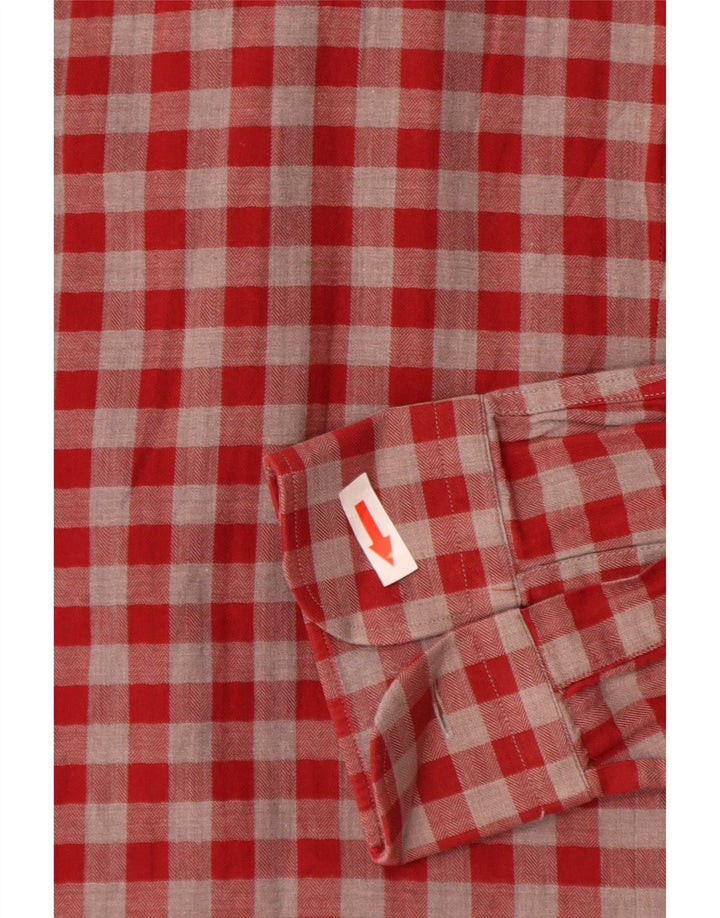 Zara Hombre Camisa Slim Fit Algodón Vichy Rojo Pequeño