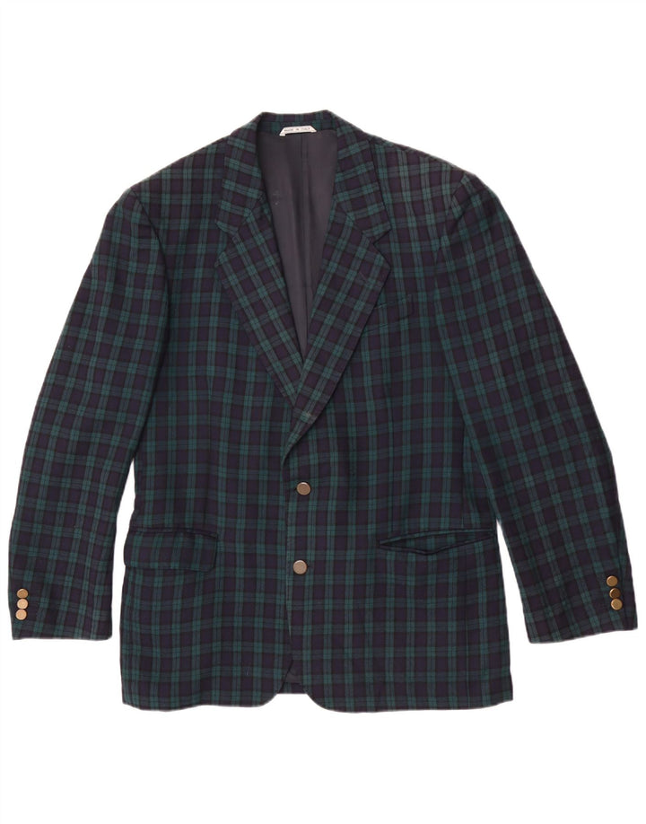 Highland Chaqueta tipo blazer de 2 botones para hombre IT 50 Large Green Check Wool