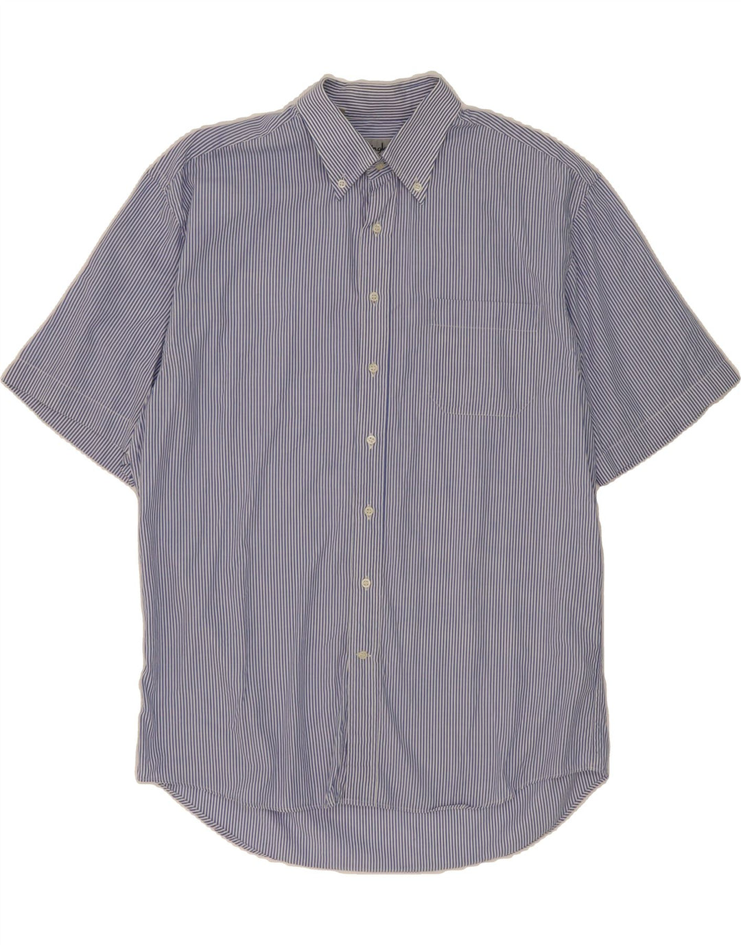 PRINGLE Mens Short Sleeve Shirt Large Blue Pinstripe Cotton Vintage Pringle and Second-Hand Pringle from Messina Hembry 