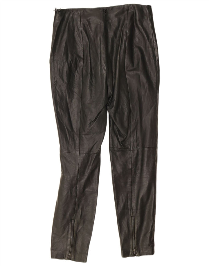 Mango Pantalones de cuero delgados para mujer EU 36 Small W24 L27 Cuero negro