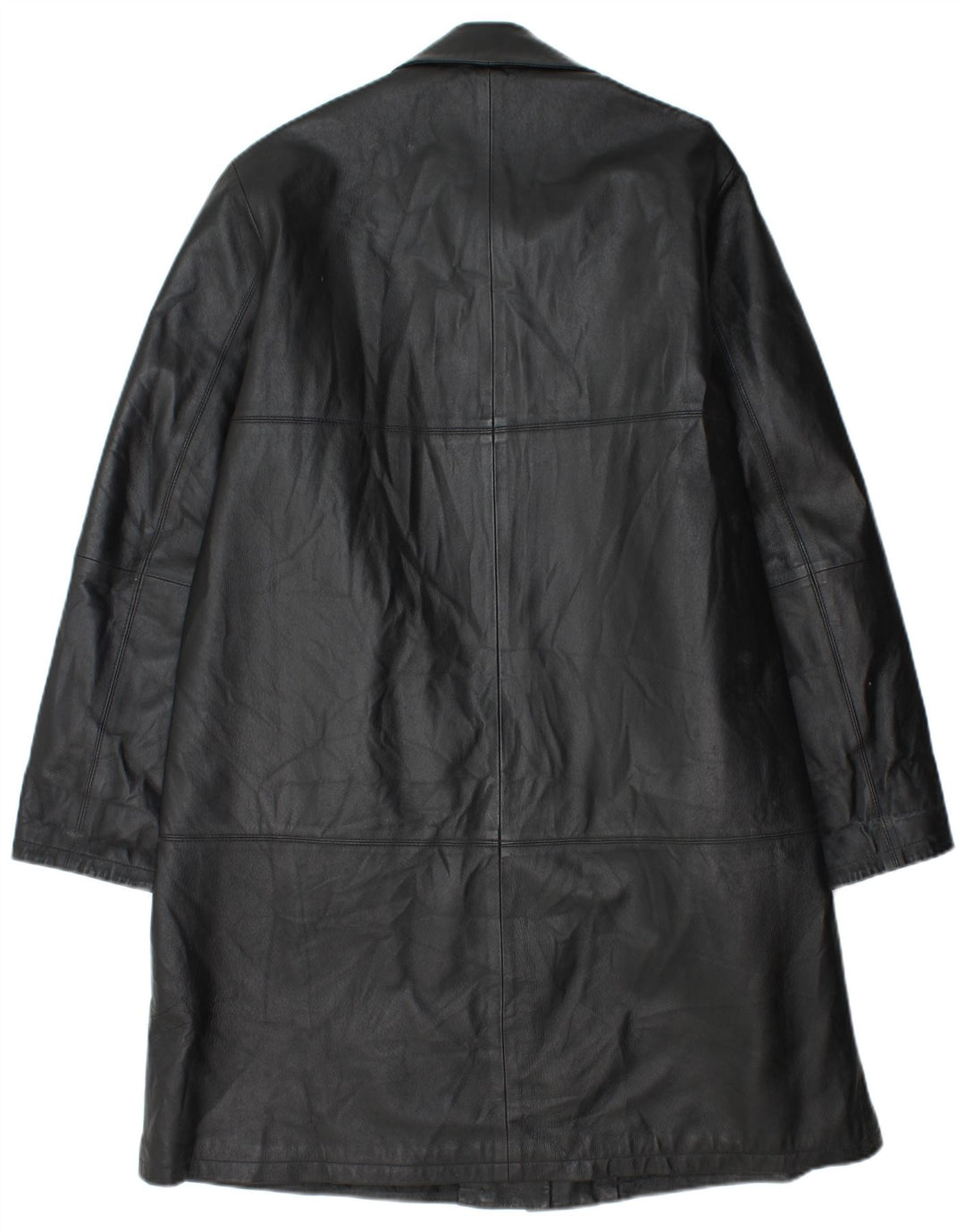 Abrigo de cuero vintage para mujer IT 48 XL cuero negro