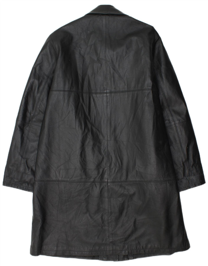Abrigo de cuero vintage para mujer IT 48 XL cuero negro