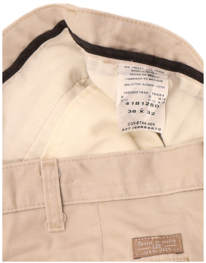 LEE Pantalones chinos con pinzas para hombre W36 L32 Algodón beige