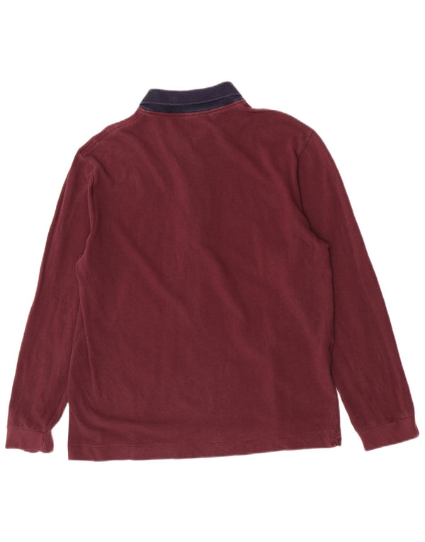 Lacoste Polo de manga larga para hombre talla 5 grande color burdeos