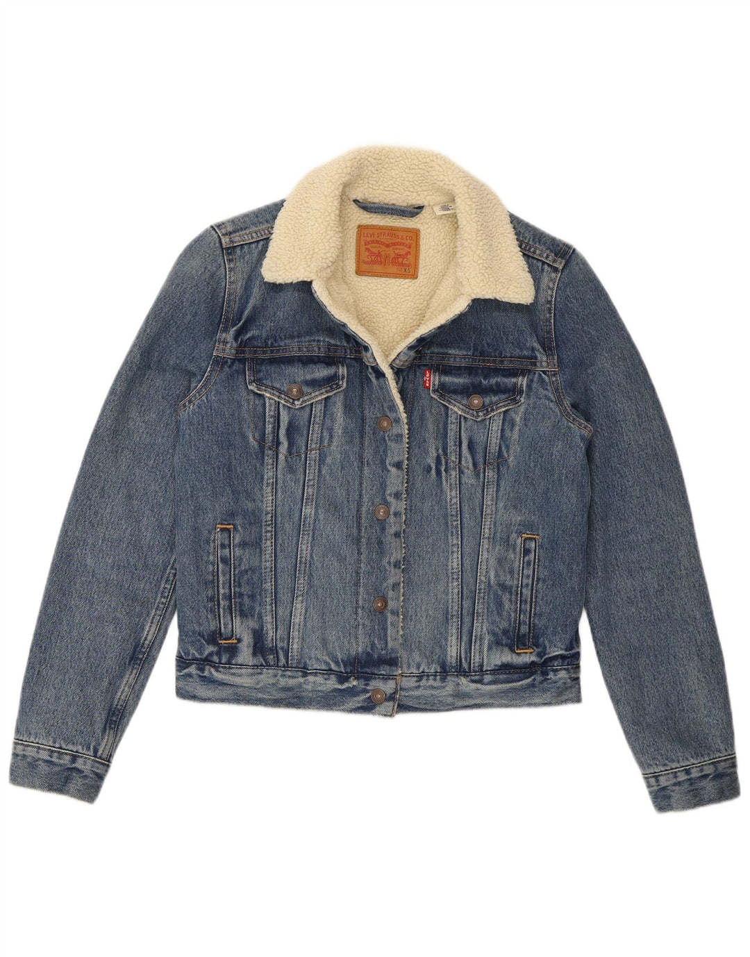 Levi's Chaqueta vaquera Sherpa para mujer UK 6 XS Algodón azul
