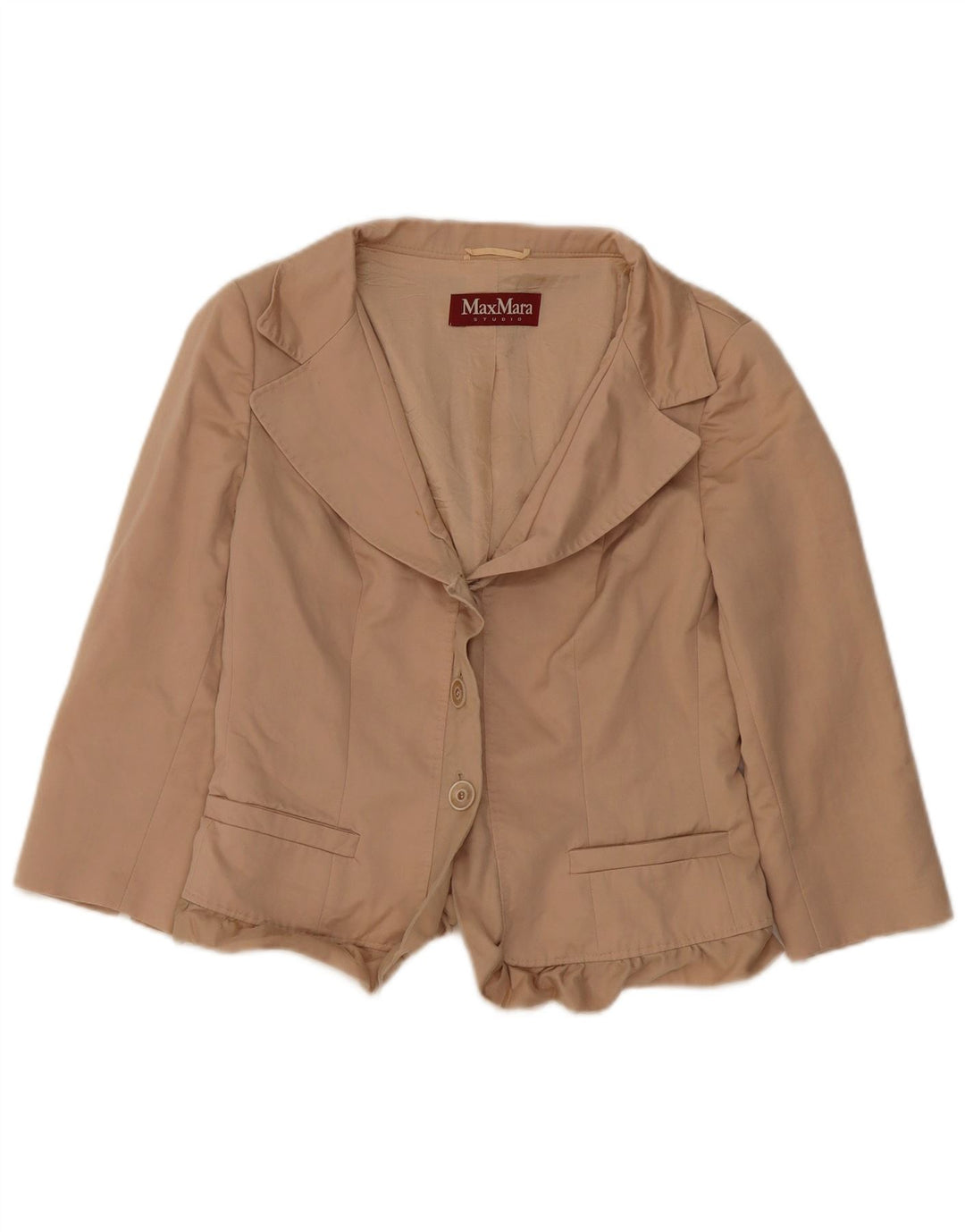 Max Mara Chaqueta tipo blazer corta con 3 botones para mujer Reino Unido 42 Lana beige mediana