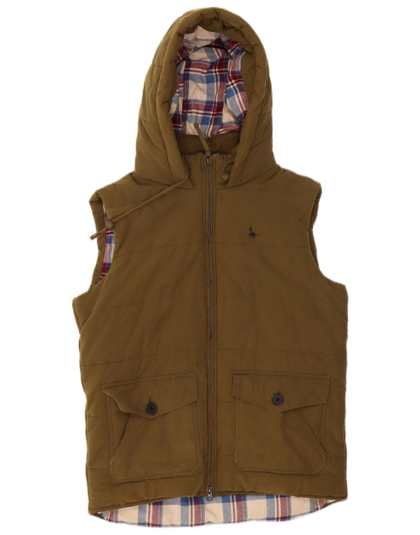 Jack Wills Chaleco acolchado con capucha para hombre UK 38 Medium Khaki