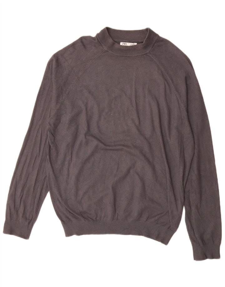 Zara Hombre Jersey Cuello Redondo Viscosa Gris Medio