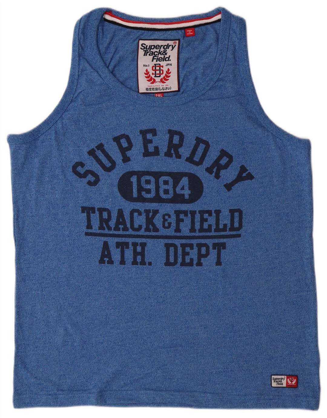 SUPERDRY Camiseta sin mangas estampada para hombre 2XL Algodón azul