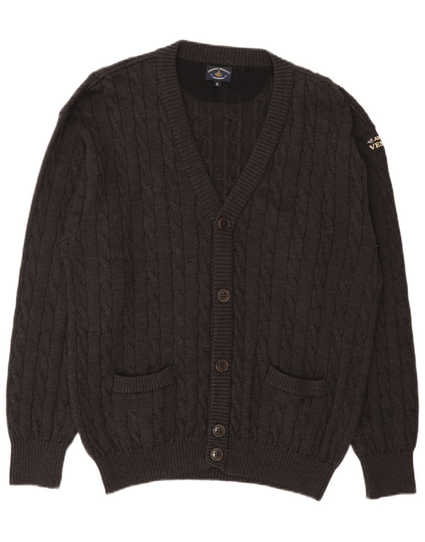 Amerigo Vespucci Cárdigan para Hombre Suéter XL Gris Lana Nueva