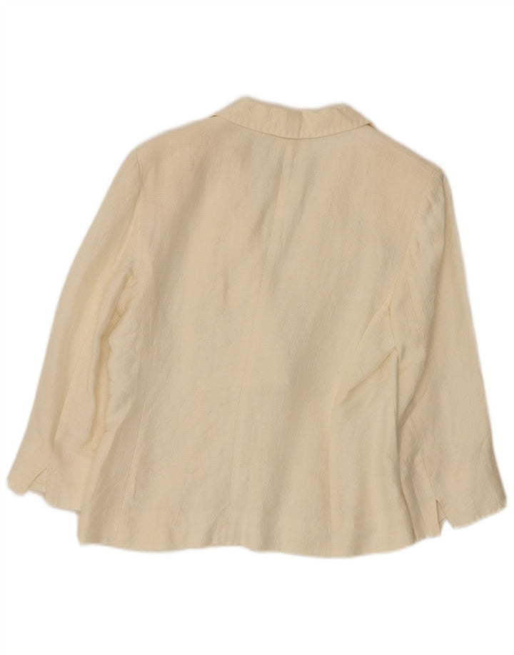 Max Mara Chaqueta tipo blazer de 3 botones y 1 botón para mujer Reino Unido 10 Small Off White Linen