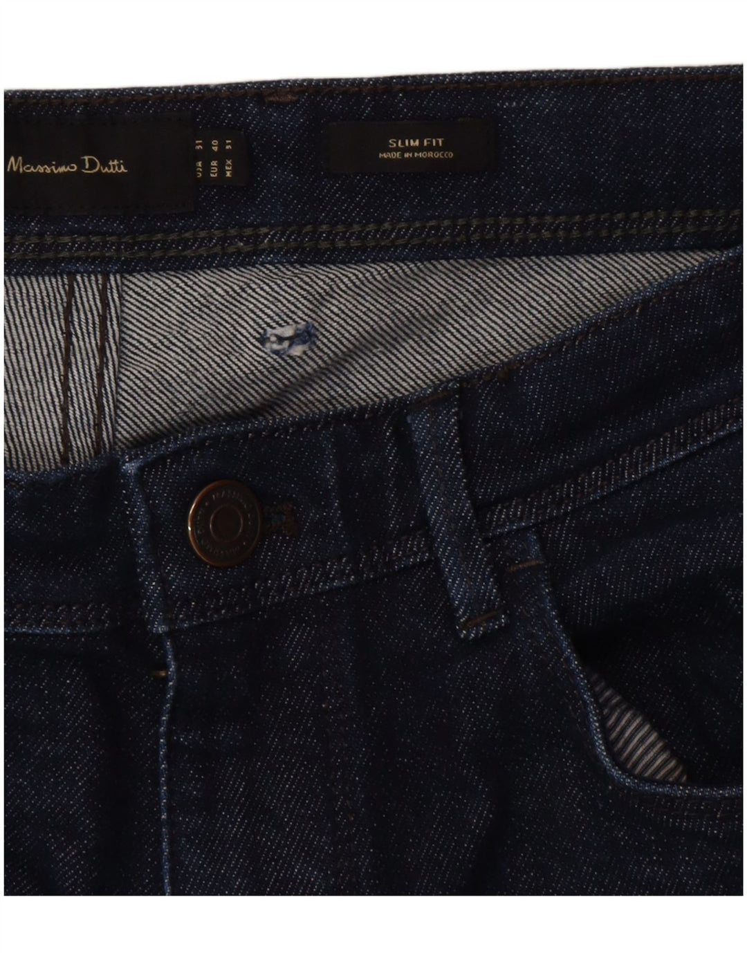 Massimo Dutti Jeans Slim Hombre EU 40 Medium W31 L28 Azul Marino Algodón
