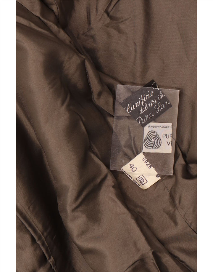 Abrigo vintage para mujer IT 40 Lana de espiga marrón pequeña
