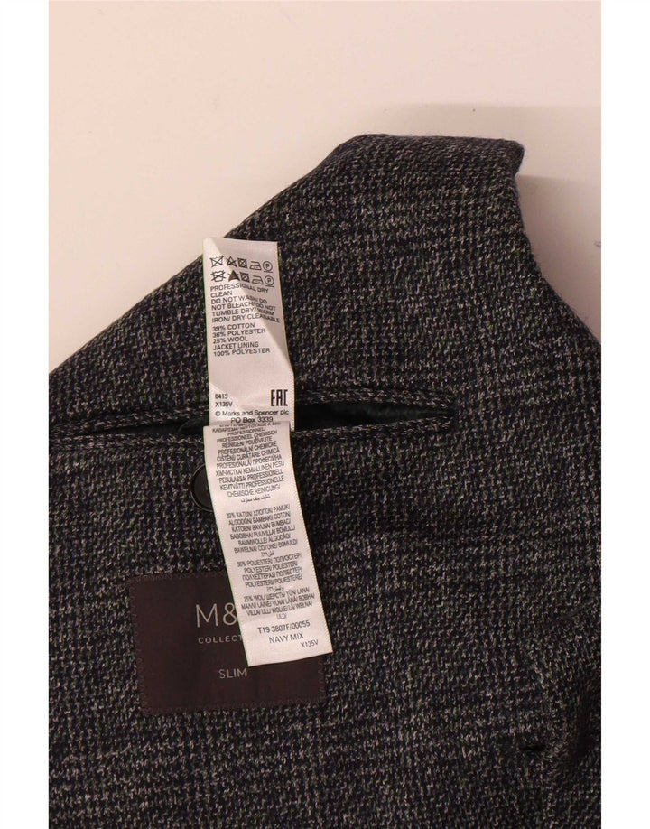 Marks & Spencer Chaqueta tipo blazer de 2 botones para hombre UK 36 Small Navy Blue Check