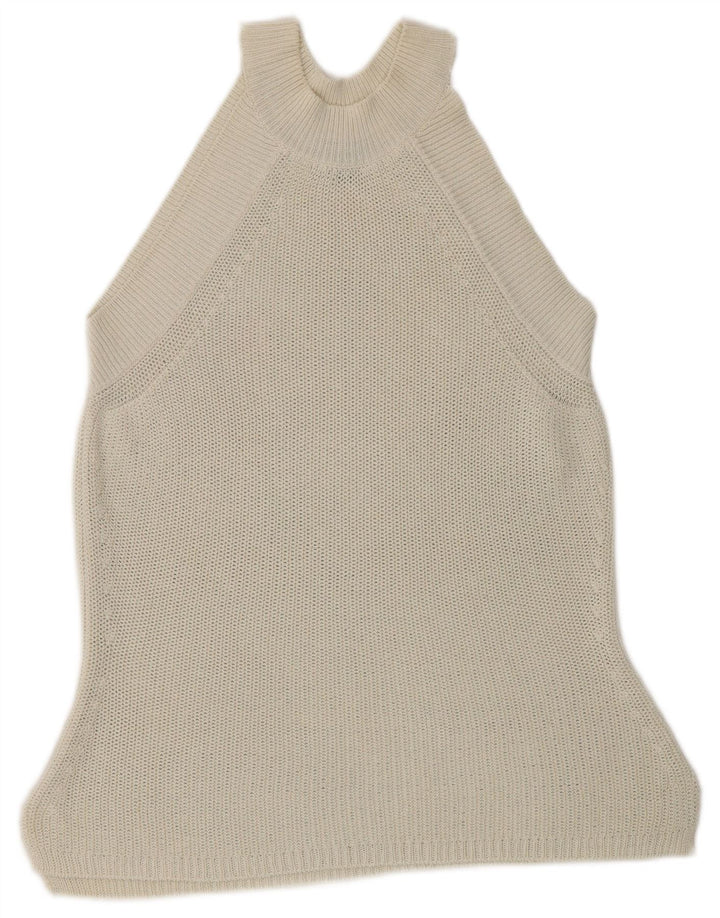 Massimo Dutti Top Halter De Punto Para Mujer UK 10 Small Off White
