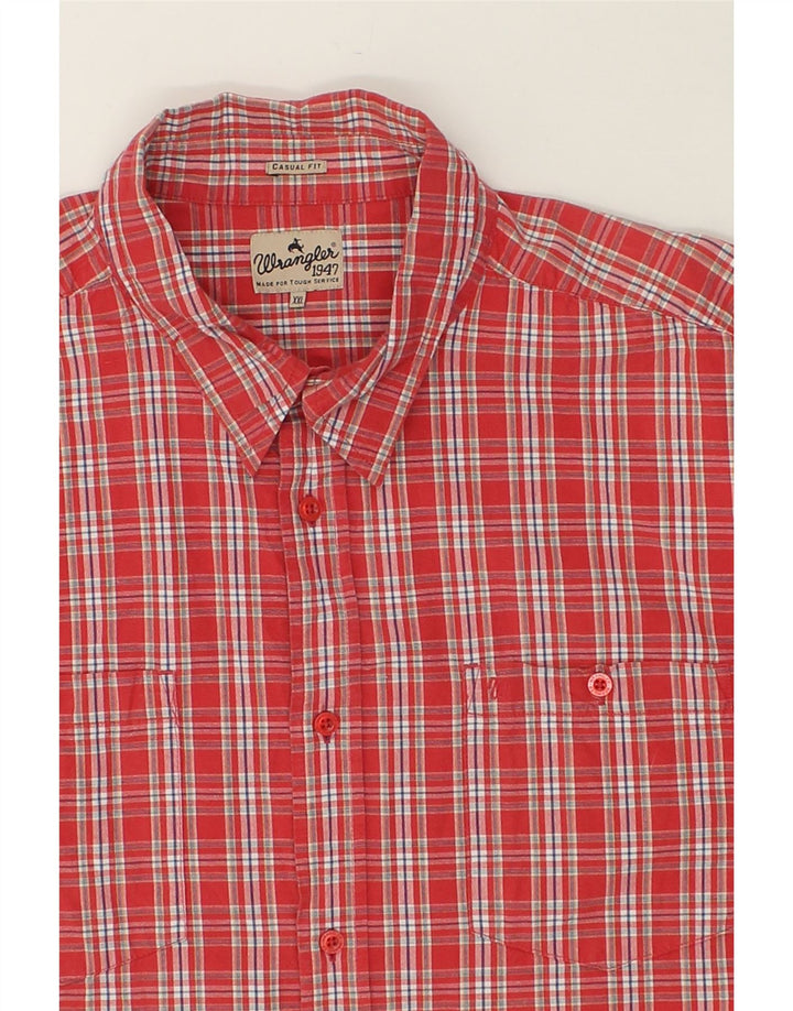 WRANGLER Camisa de manga corta para hombre 2XL Algodón a cuadros rojos
